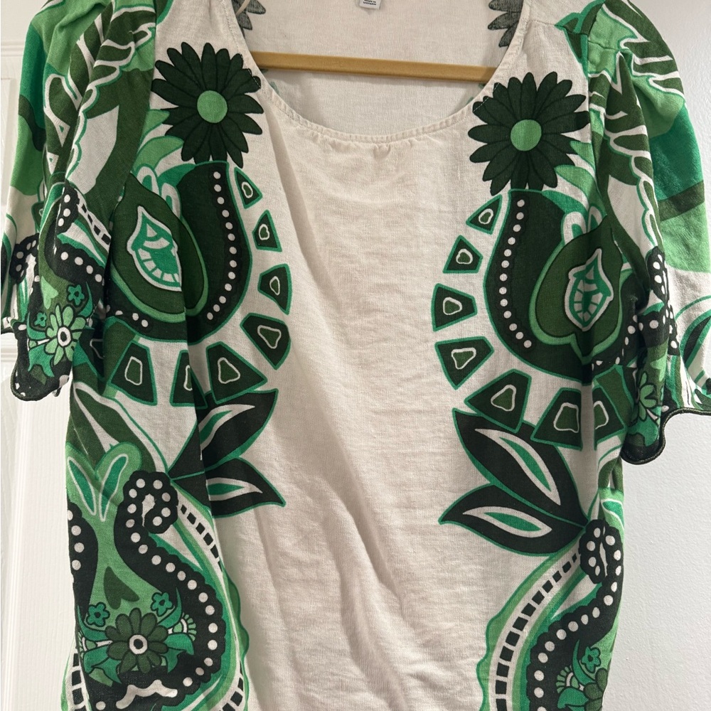 Chic Green Paisley Blouse